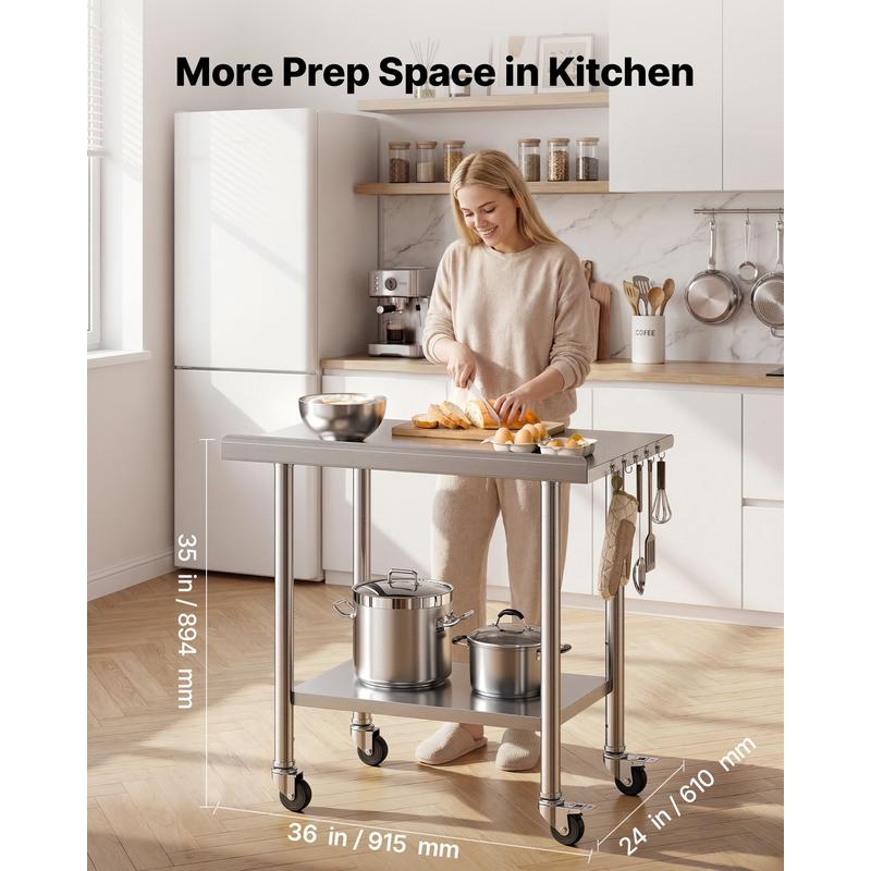 Commercial Kitchen In Home - Stainless Steel Work Table, 24x36 inch