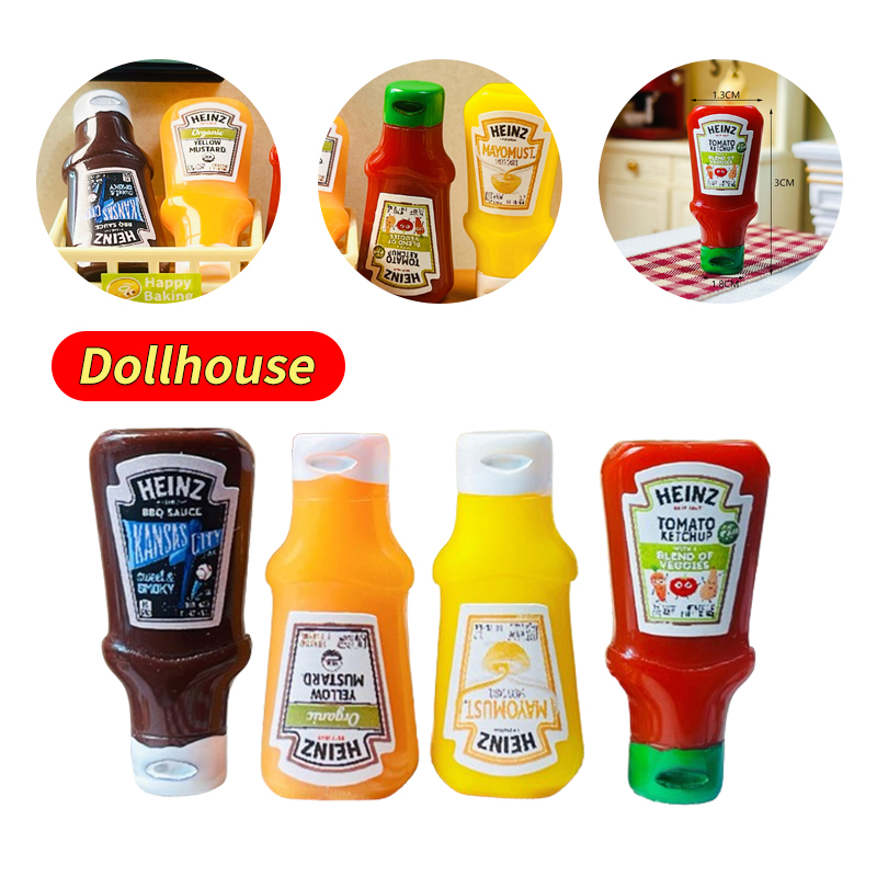 Commercial Kitchen Setup - 4Pcs Dollhouse Miniature Strawberry Sauce Jam