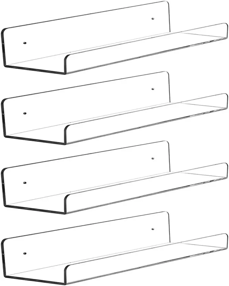 Commercial Kitchen Shed - Clear Acrylic Floating Shelves Display Ledge,