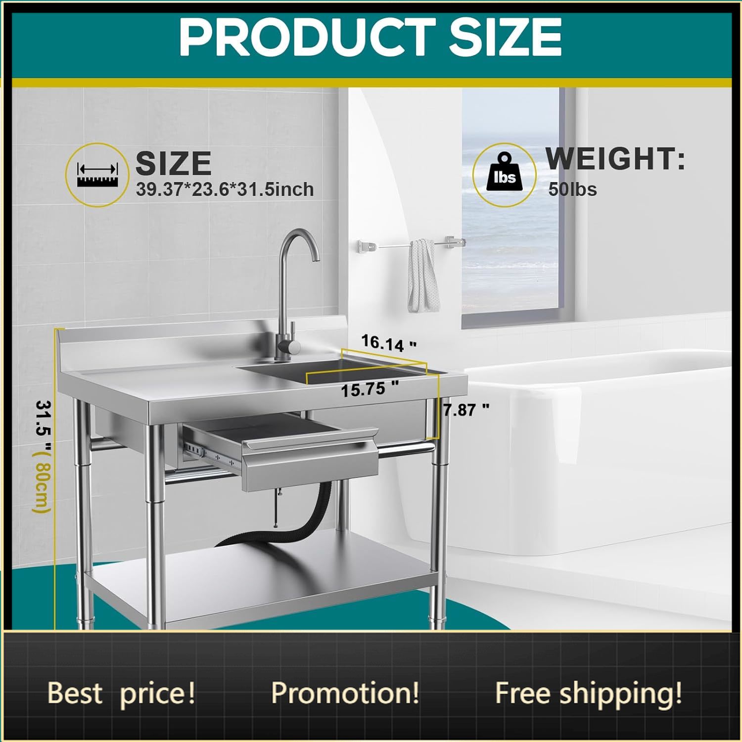 Commercial Kitchen Sink - Stainless Steel Utility Sink, Commercial Kitchen