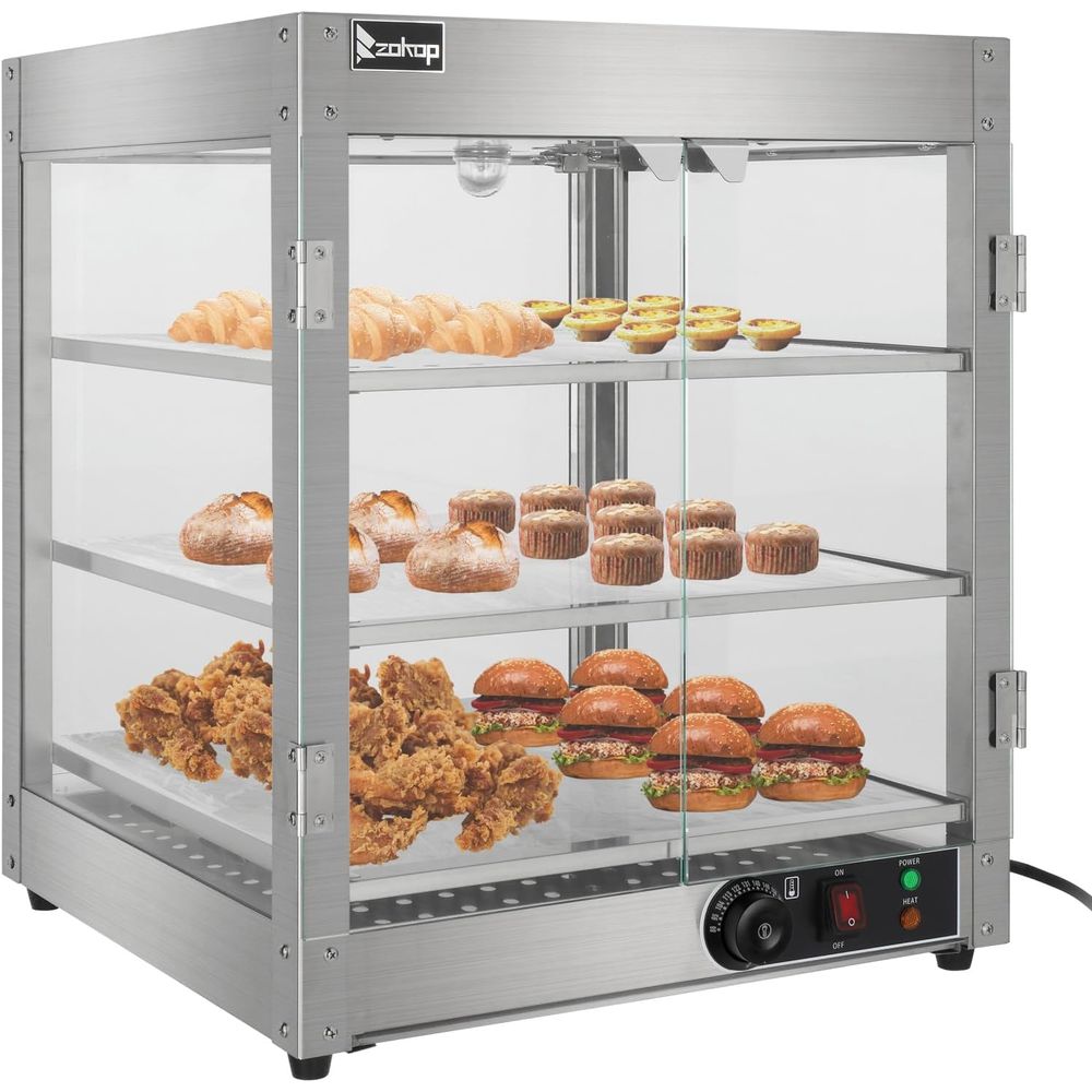 Commercial Kitchen Warmer - 3 Tier Commercial Countertop Pizza Warmer,Glass