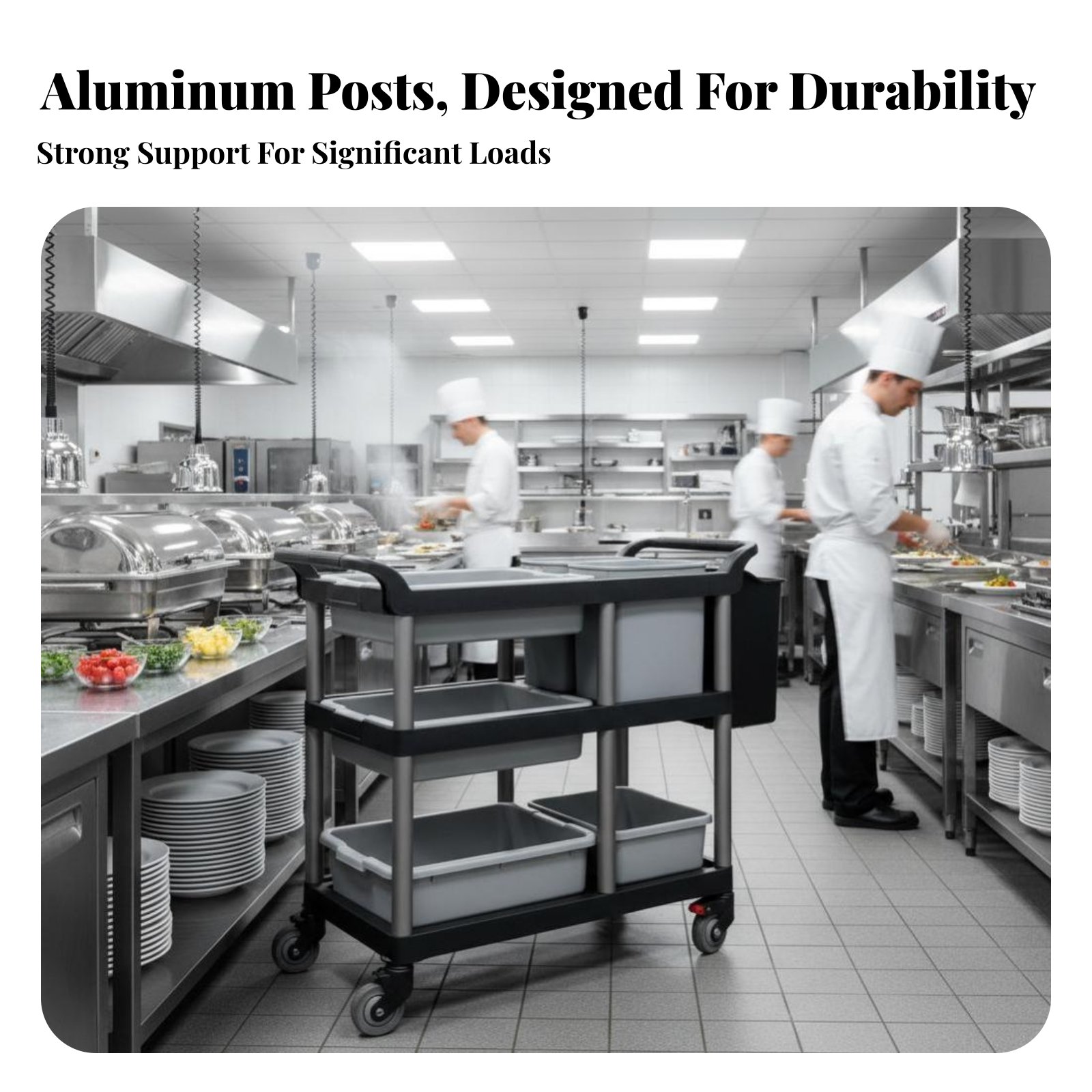 3-Tier Food Trolley Quiet Cast - Commercial Kitchen Utensils recensione e prezzo
