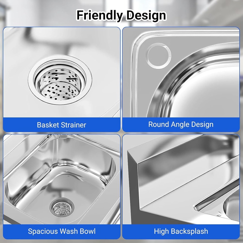 Stainless Steel Utility Sink w - Commercial Kitchen Sink recensione e prezzo