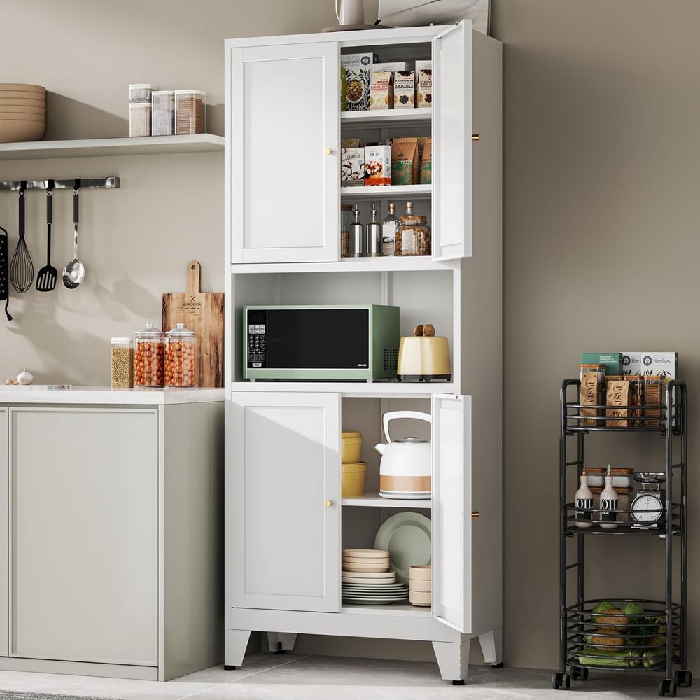 69 Tall Metal Pantry Cabinet w - Commercial Kitchen Microwave recensione e prezzo