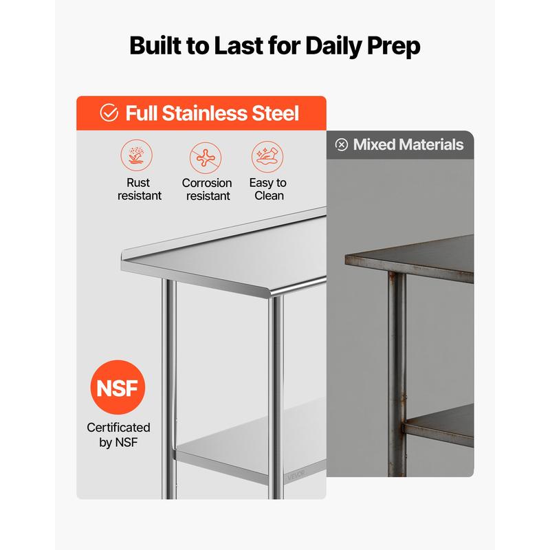 Stainless Steel Work Table, 24 - Commercial Kitchen In Home recensione e prezzo