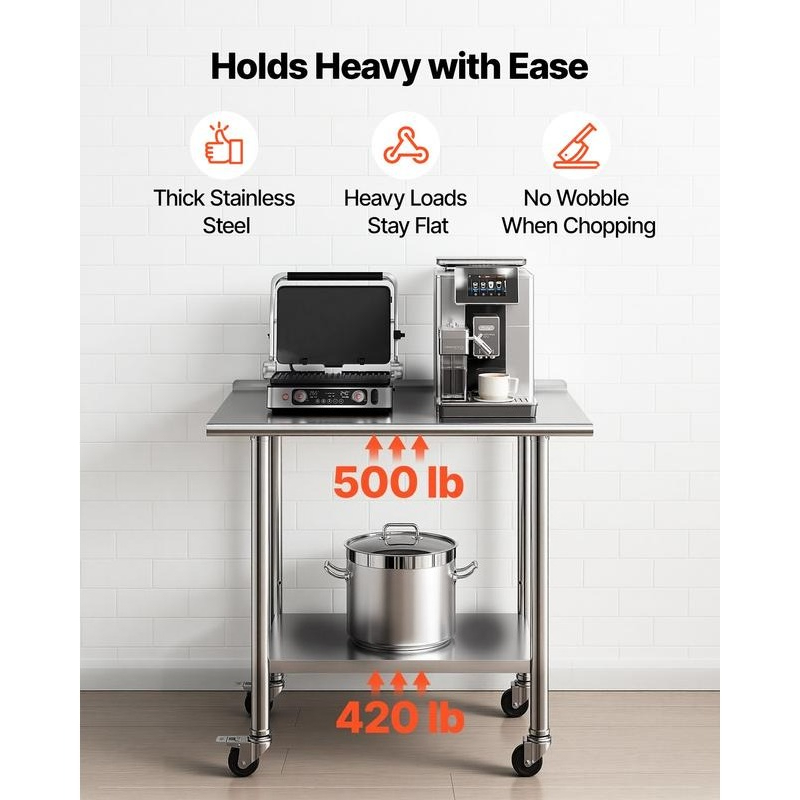 Stainless Steel Work Table, 24 - Commercial Kitchen In Home recensione e prezzo