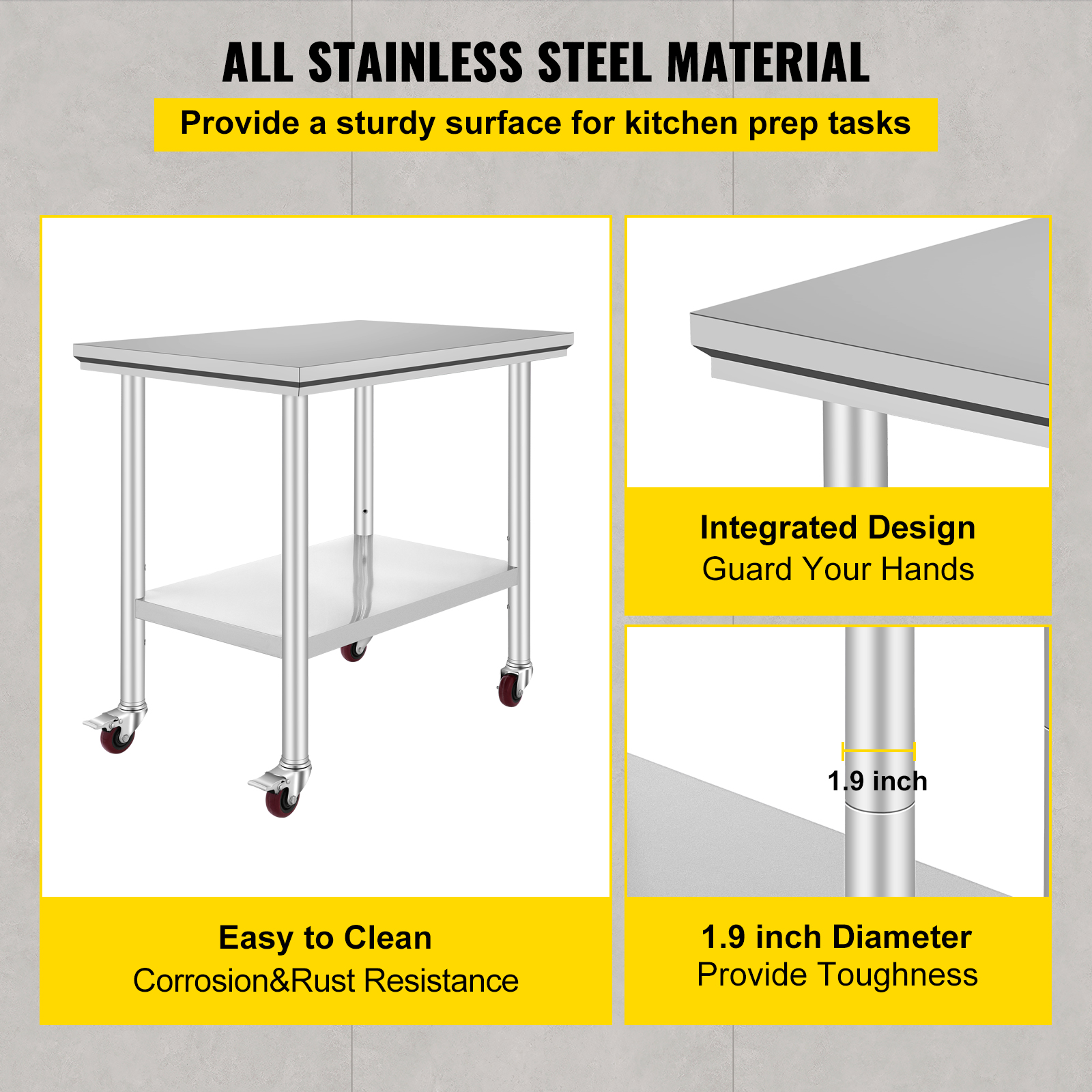 SucceBuy Stainless Steel Kitch - Commercial Kitchen Bench recensione e prezzo