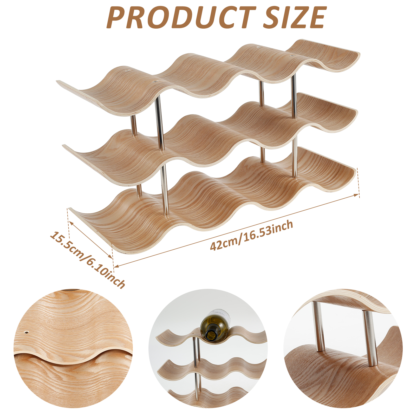 2/3-Tier Wooden Wine Rack Wavy - Commercial Kitchen Shed recensione e prezzo