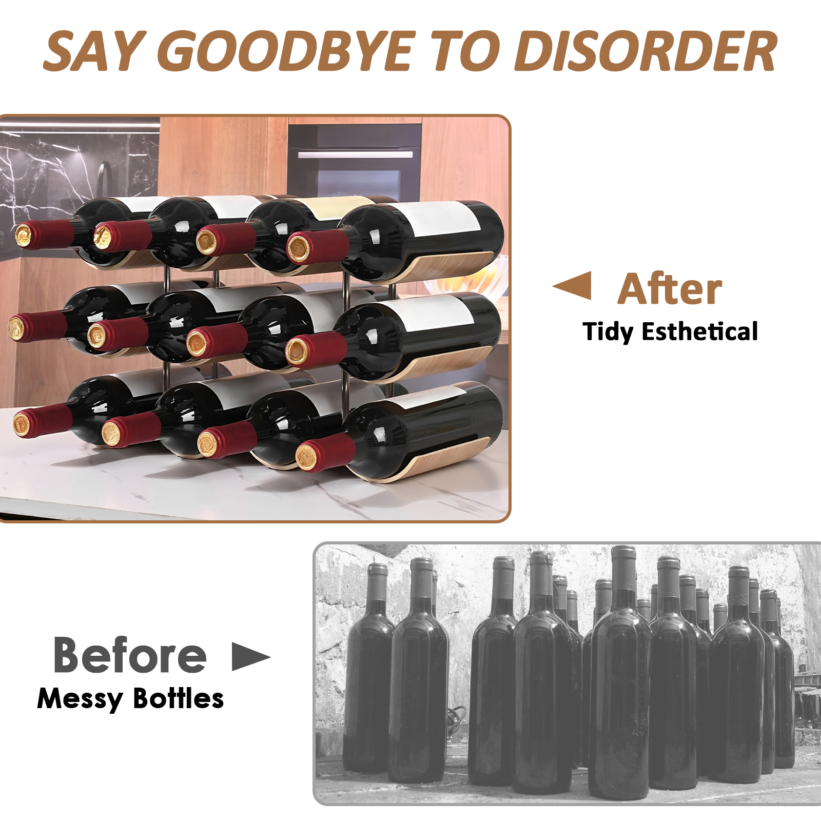 2/3-Tier Wooden Wine Rack Wavy - Commercial Kitchen Shed recensione e prezzo