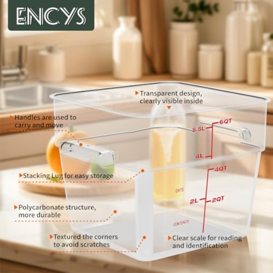6 Quart Set of 4 Food Storage  - Commercial Kitchen Quart Containers recensione e prezzo