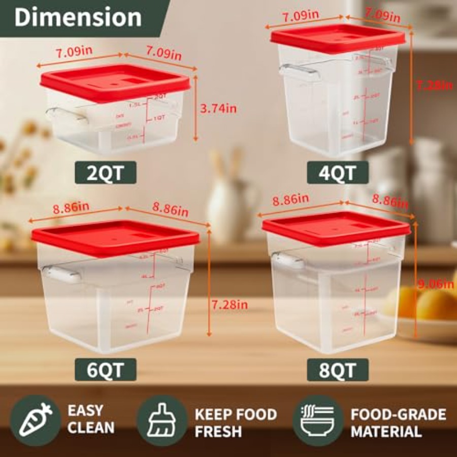 6 Quart Set of 4 Food Storage  - Commercial Kitchen Quart Containers recensione e prezzo