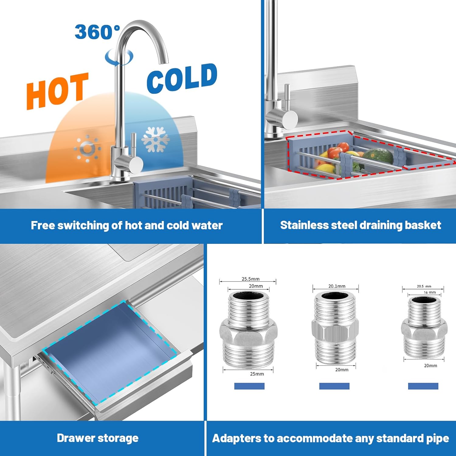 Stainless Steel Utility Sink,  - Commercial Kitchen Sink recensione e prezzo